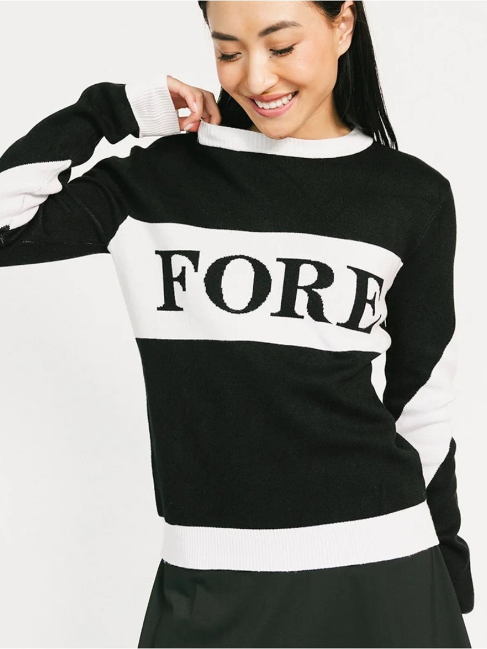 FORE ALL Black & White Logo Knit Sweater